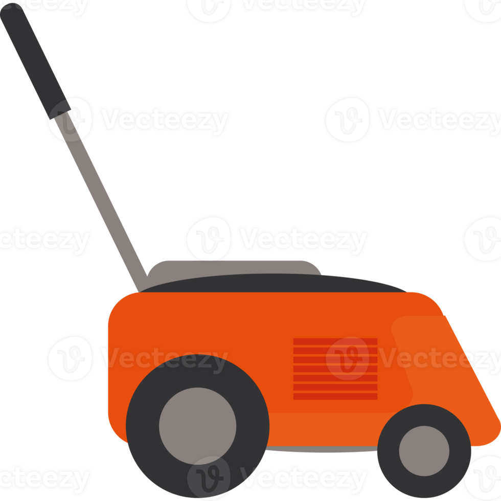 An orange lawn mower on a black background png