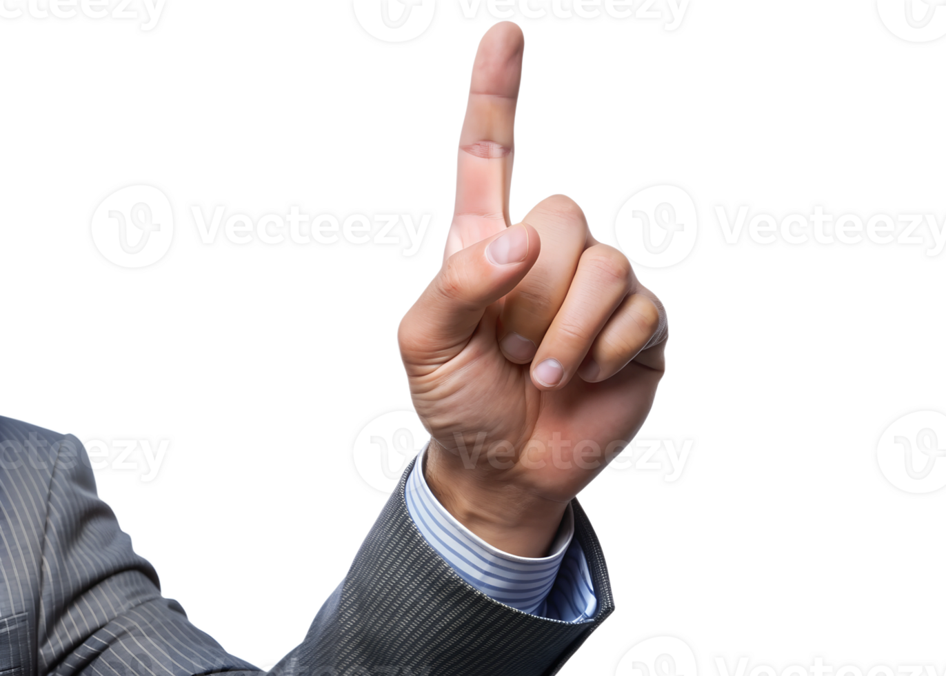 Indoor gesture of a raised finger, isolated transparent png