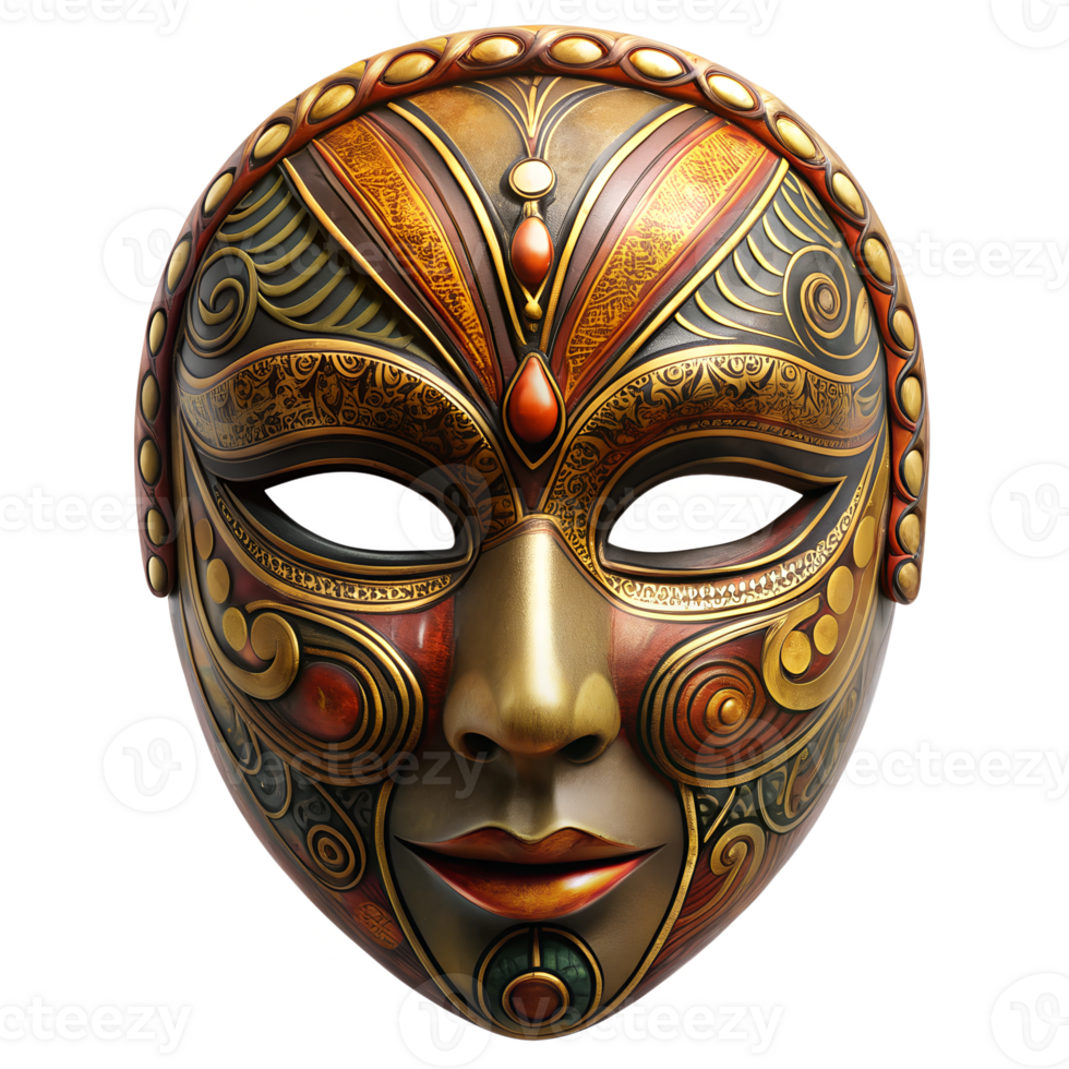 Intricate decorative mask inspired by cultural art, isolated transparent png