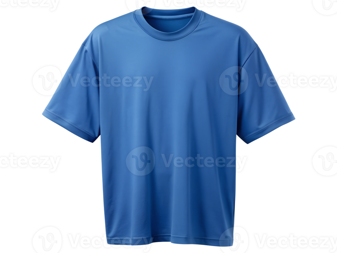 Blue short-sleeve shirt on plain bg, isolated transparent png
