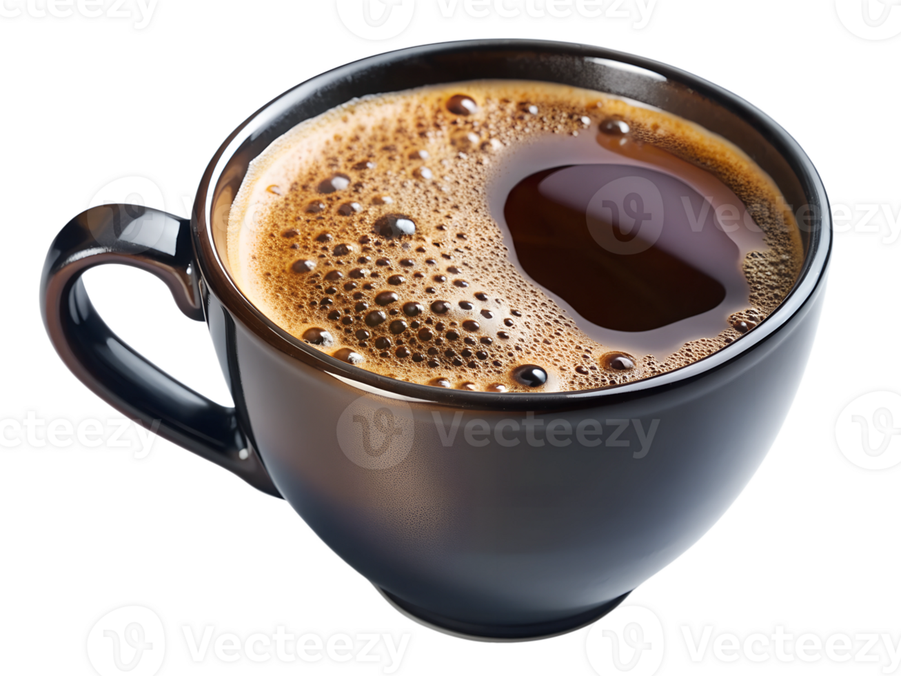 Black coffee in ceramic on white, isolated transparent png