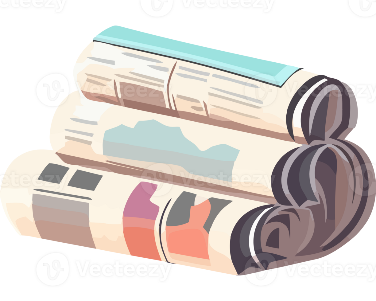 A stack of newspapers on a black background png