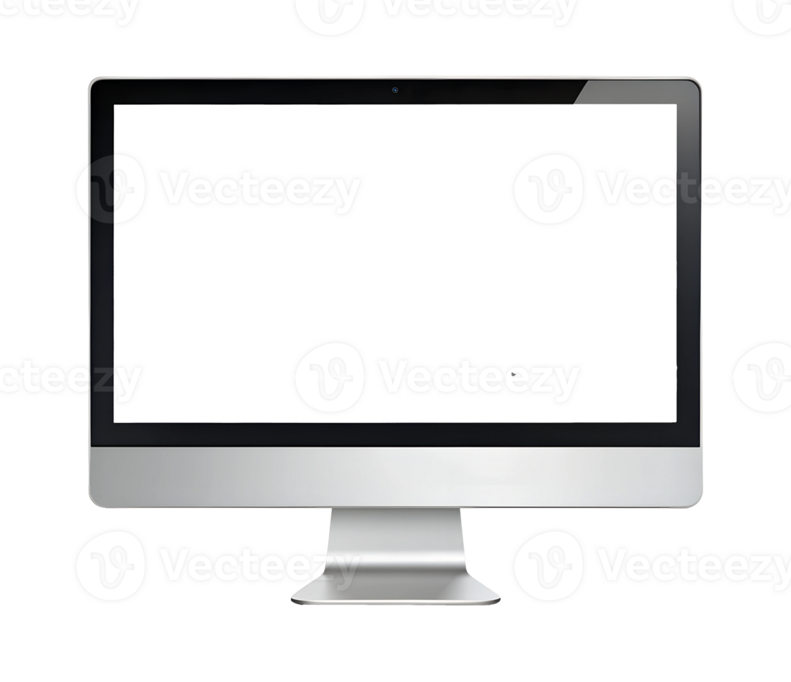 Blank screen on a modern monitor, isolated transparent png