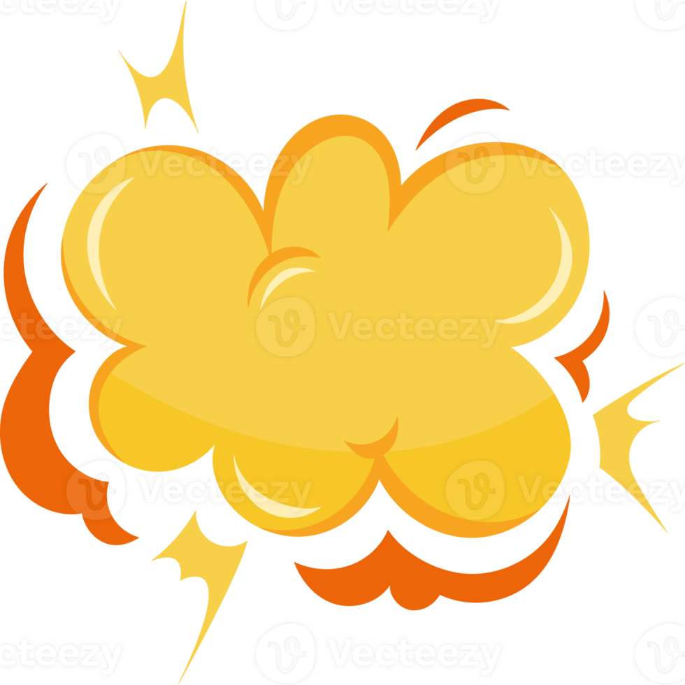 A cartoon explosion cloud on a black background png