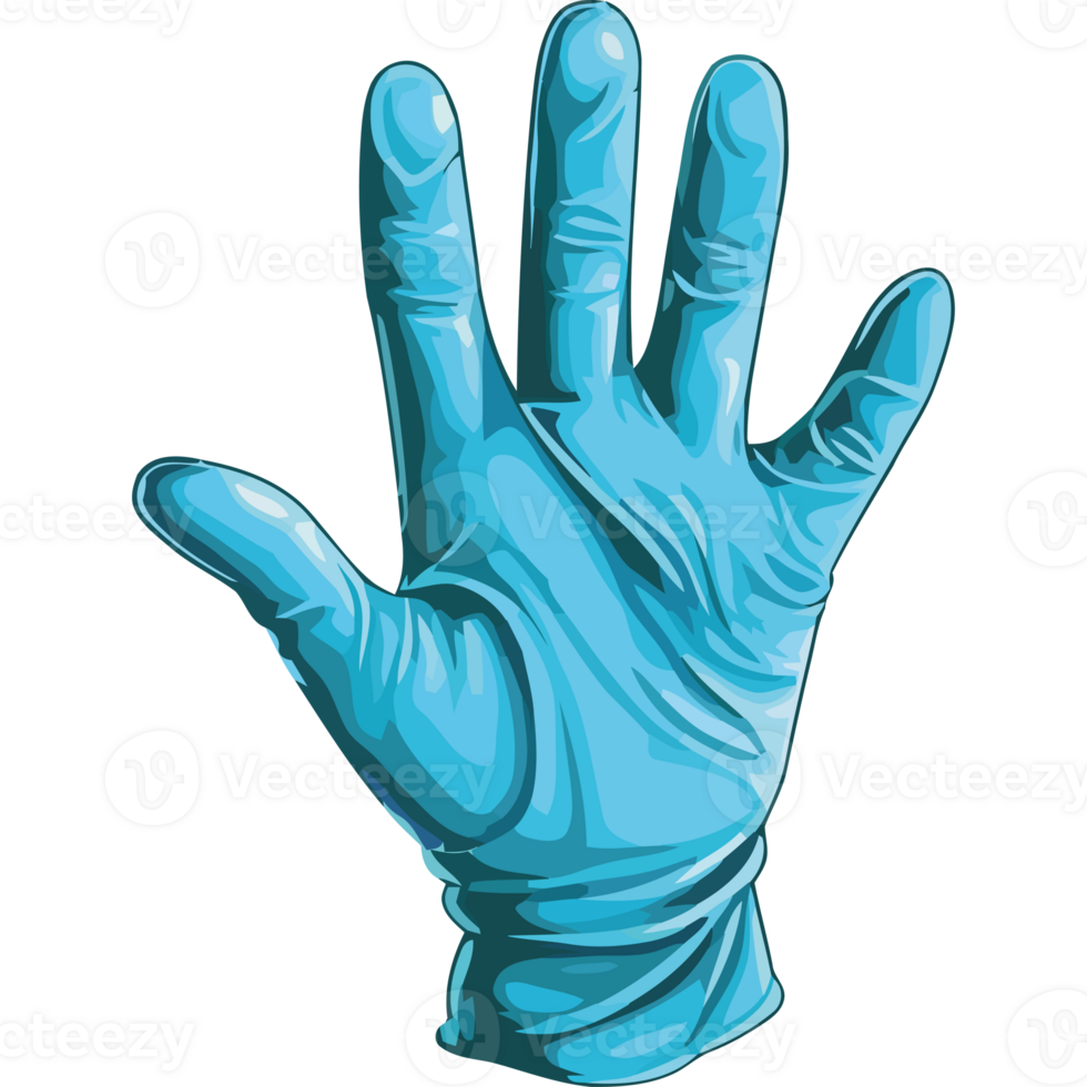 Blue latex glove on a black background png