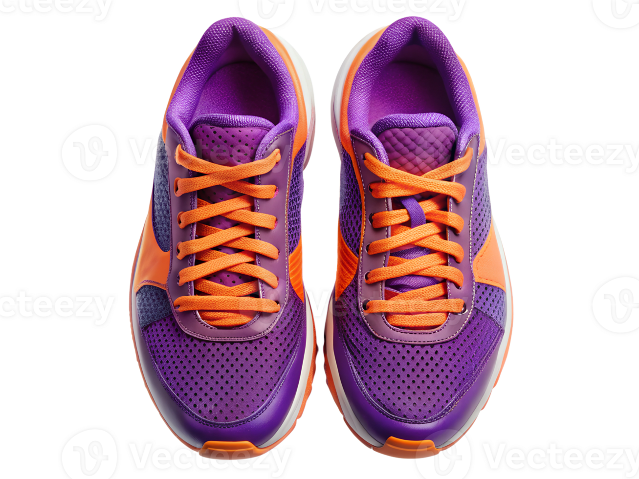 Purple and orange running sneakers, isolated transparent png
