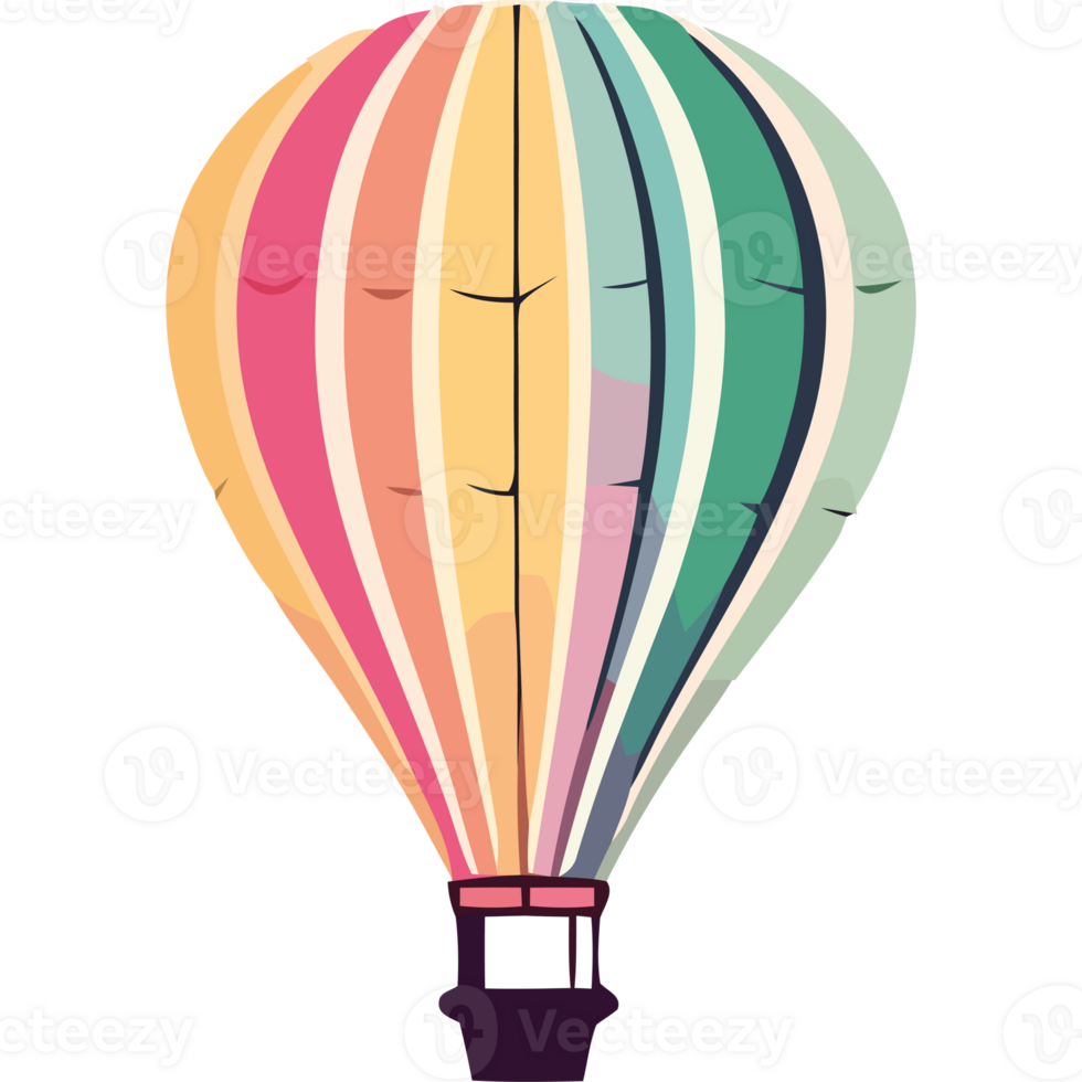 A colorful hot air balloon with a black background png