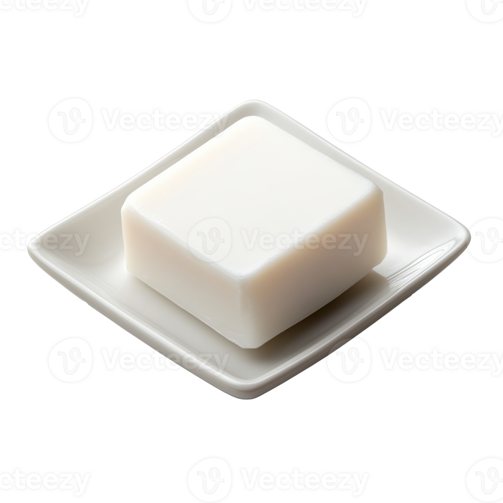 White soap on dish in natural light, cut out transparent png