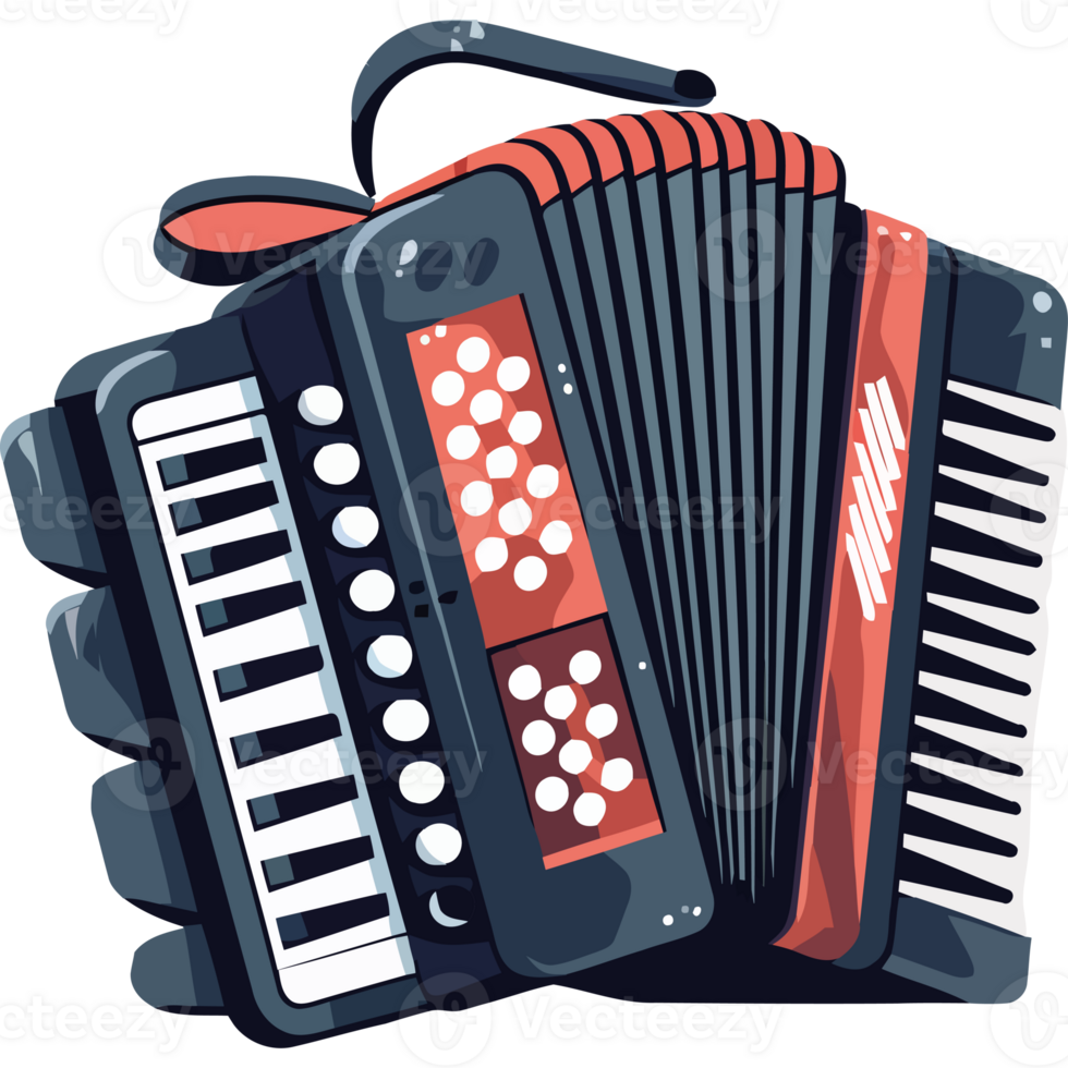 An accordion is shown on a black background png