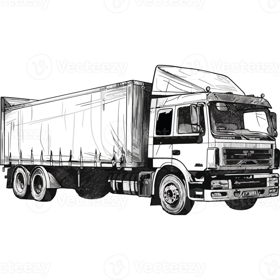 A drawing of a truck on a black background png