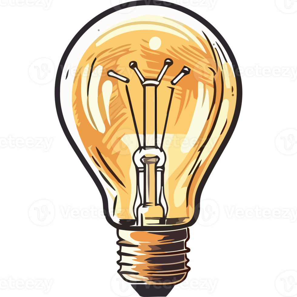 A light bulb is shown on a black background png