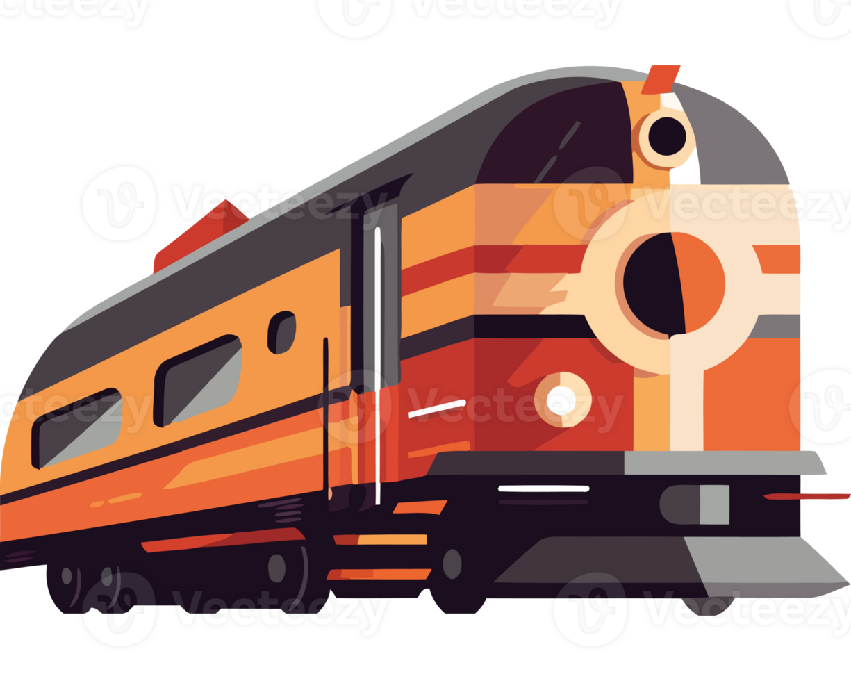 An orange and black train on a black background png