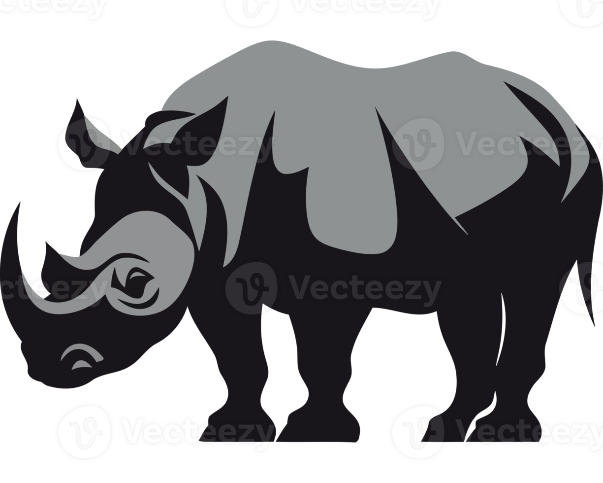 A rhino is standing in front of a black background png