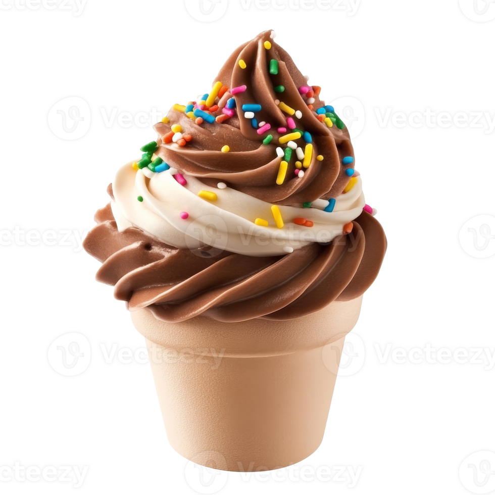 Summer ice cream dessert with sprinkles, cut out transparent png