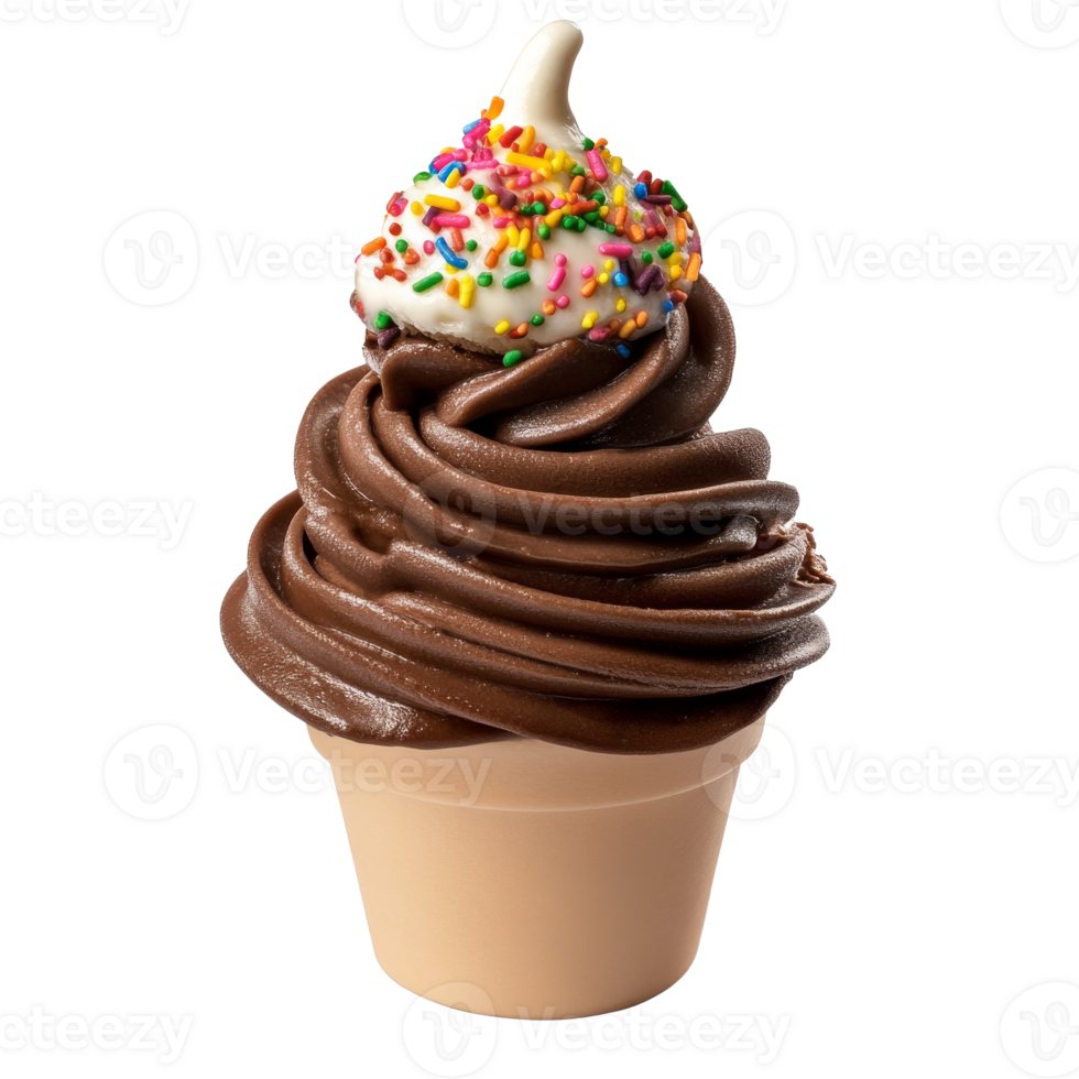 Chocolate soft serve with sprinkles, cut out transparent png