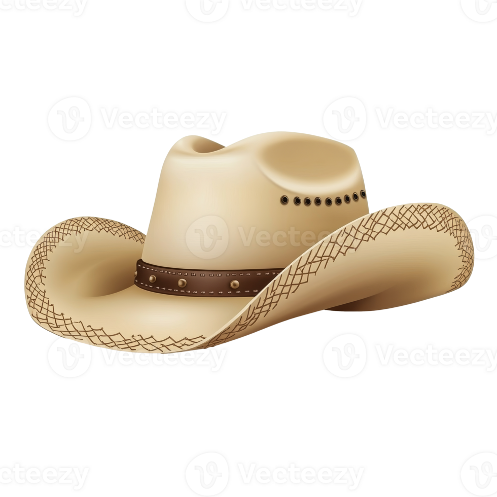 Stylish cowboy hat with decorative band, cut out transparent png