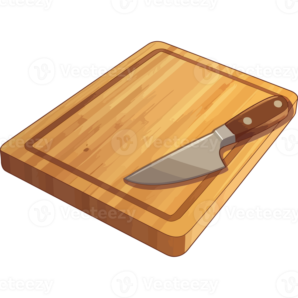 A knife and cutting board on a black background png