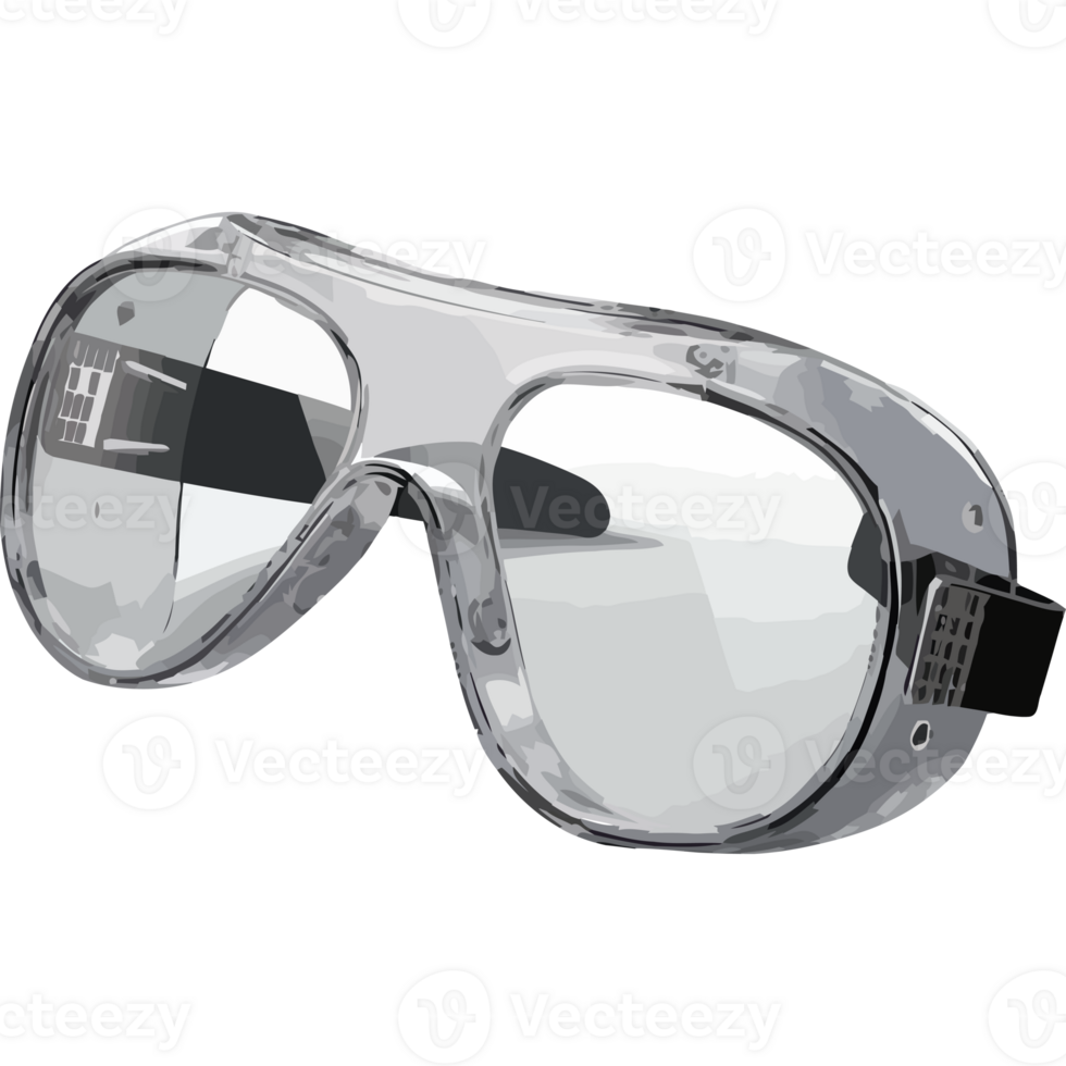 A pair of goggles with clear lenses on a black background png