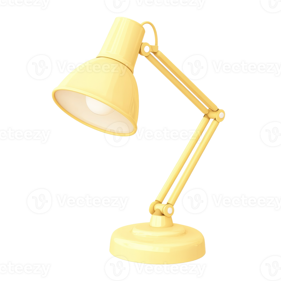 Yellow desk lamp in modern workspace, cut out transparent png