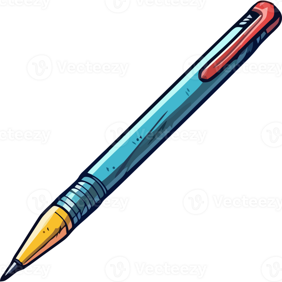 A blue pen with a red tip on a black background png