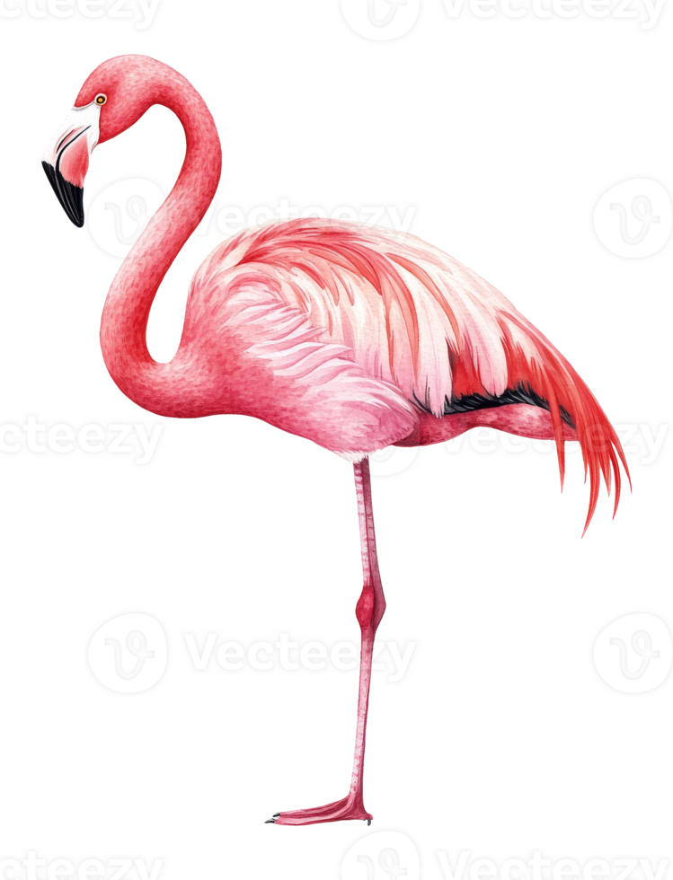 Pink flamingo by the water, cut out transparent png