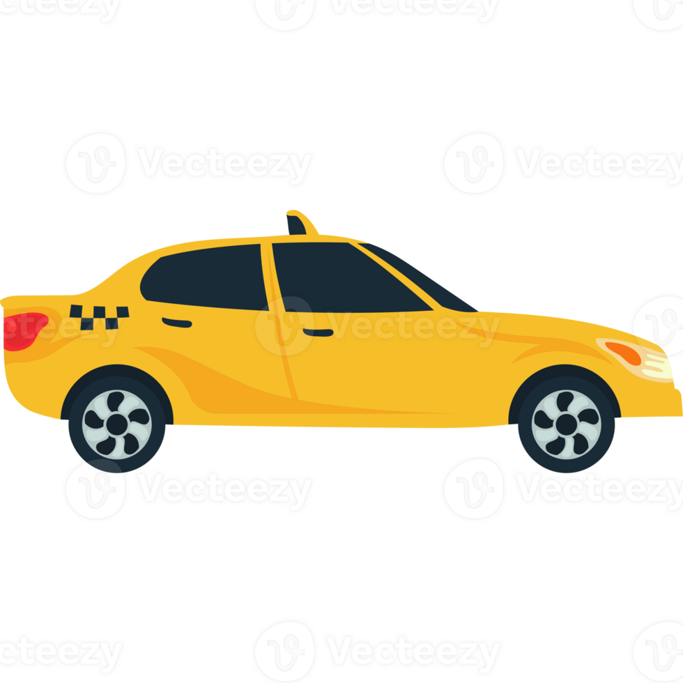 A yellow taxi car on a black background png