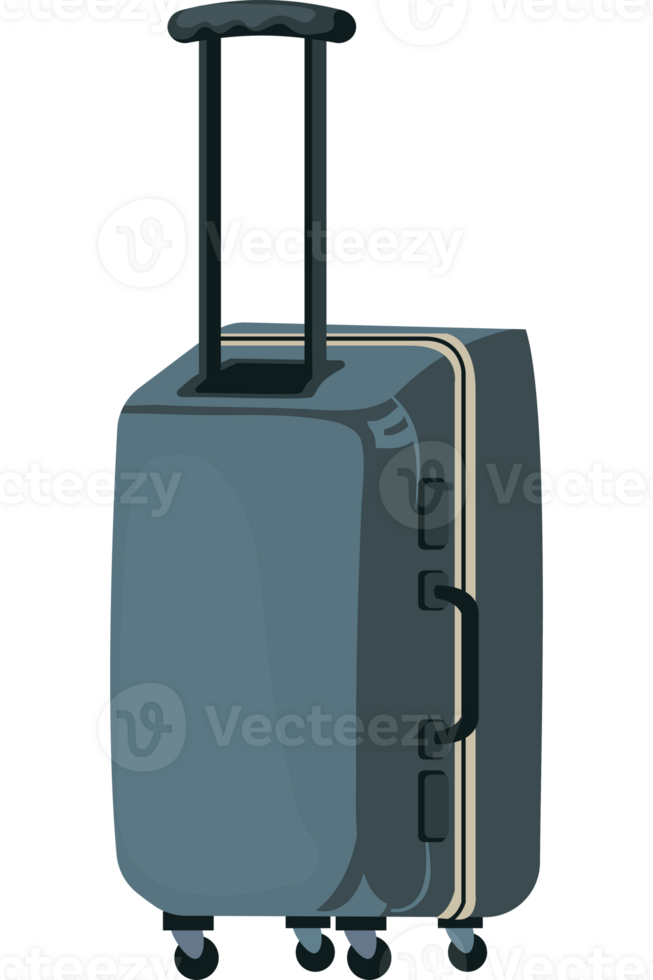 A suitcase with wheels on a black background png