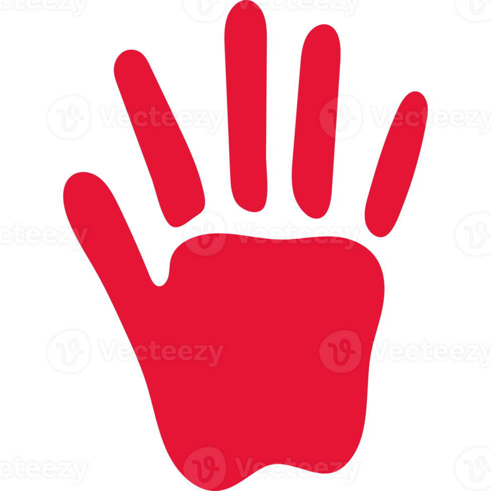 A red hand with a black background png