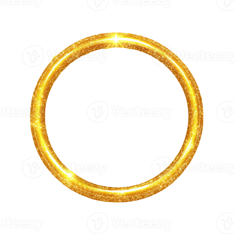 Golden glitter circle on a white background, cut out transparent png