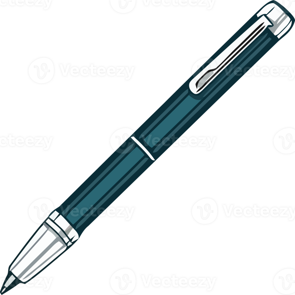 A blue pen with a silver tip on a black background png
