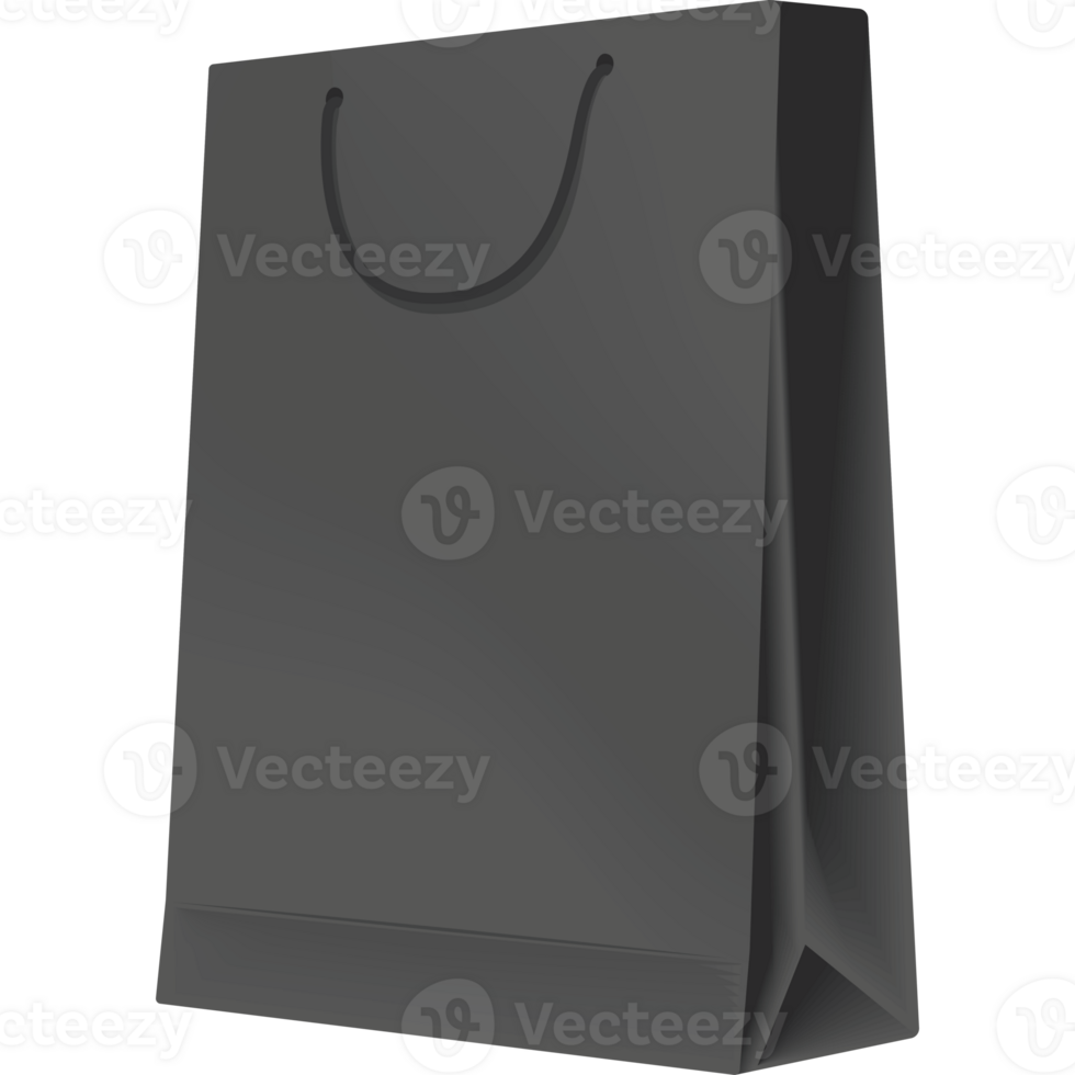 A black shopping bag on a black background png