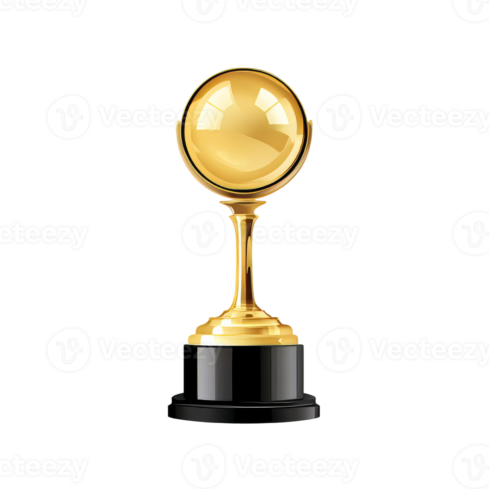 Gold trophy for sports achievements, cut out transparent png