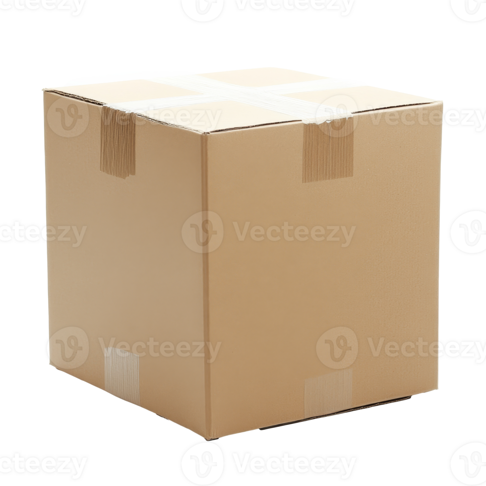 Box ready for shipping in studio, cut out transparent png