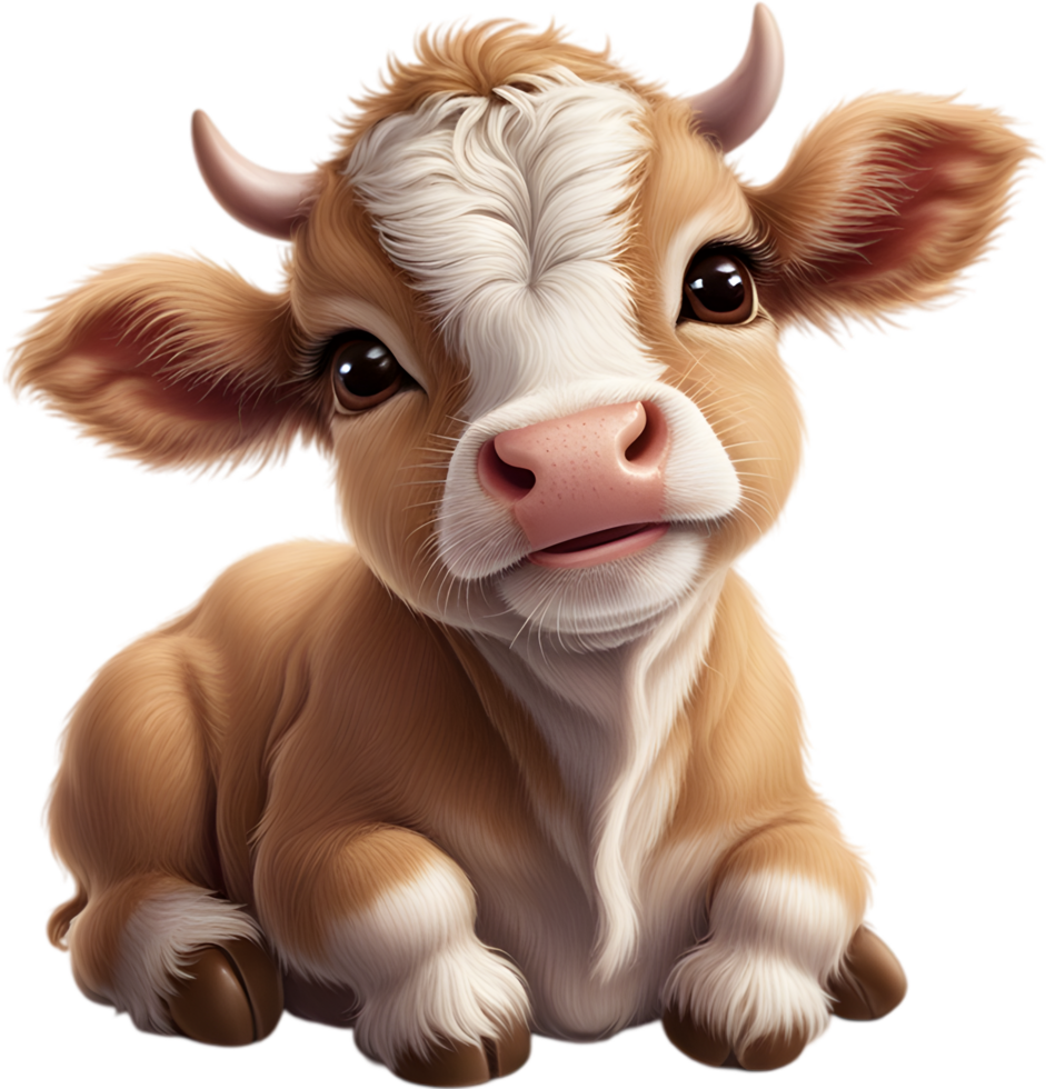 Whimsical Little Cow Drawing for Projects. . png