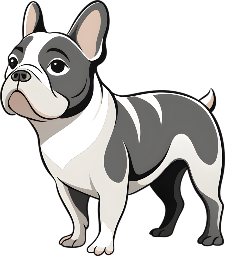 Endearing Cartoon Dog, French Bulldog Art. . png