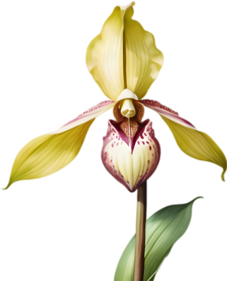 Ladys Slipper Orchid Clipart for Greeting Cards. . png