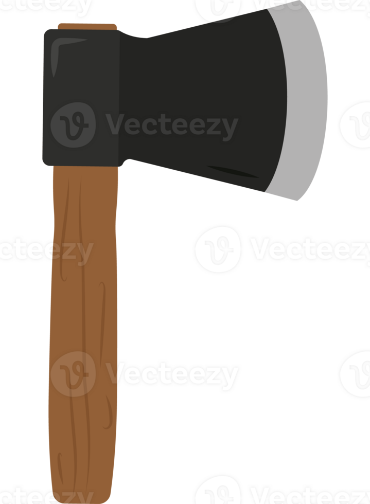 An axe with a wooden handle and a black handle png