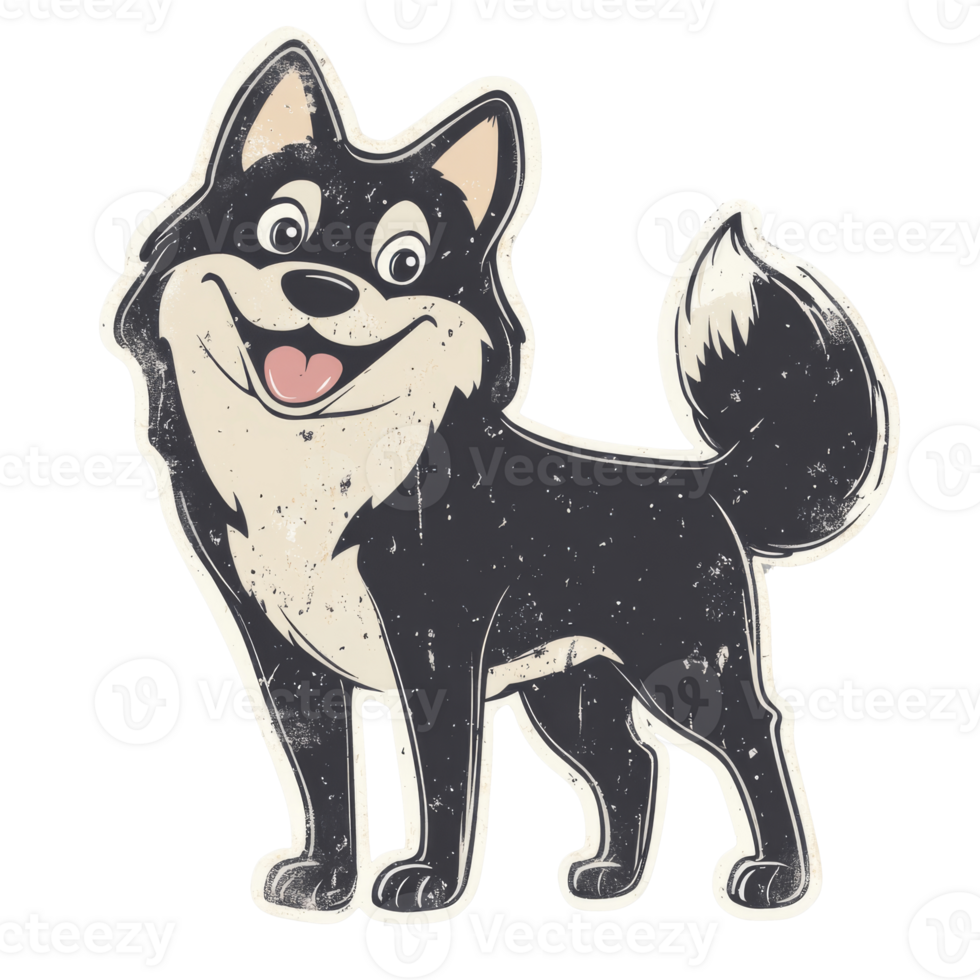 Happy cartoon dog smiling cheerfully outdoors, cut out transparent png