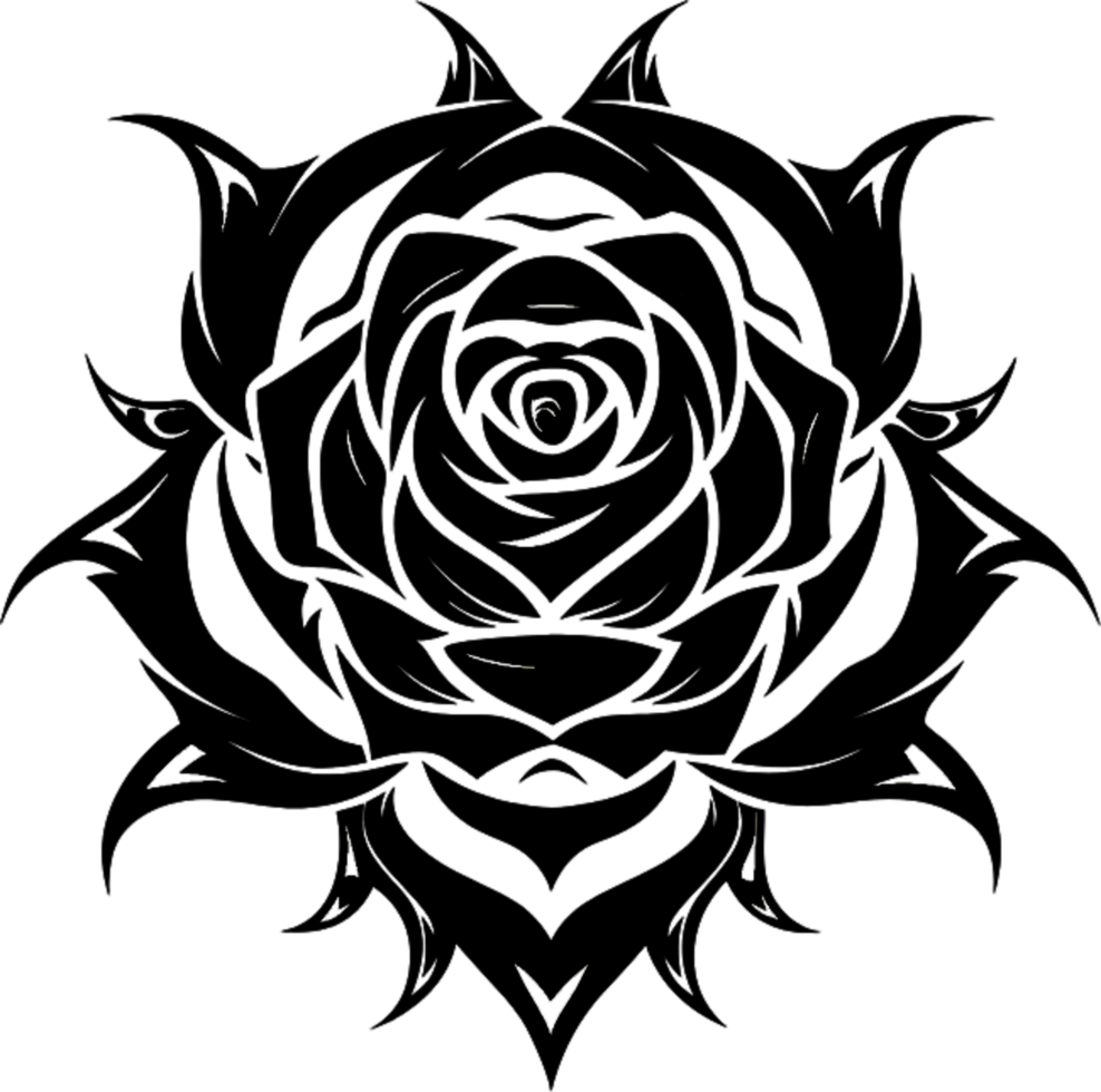 Black Tribal Rose Stencil for Artistic Inspiration. . png