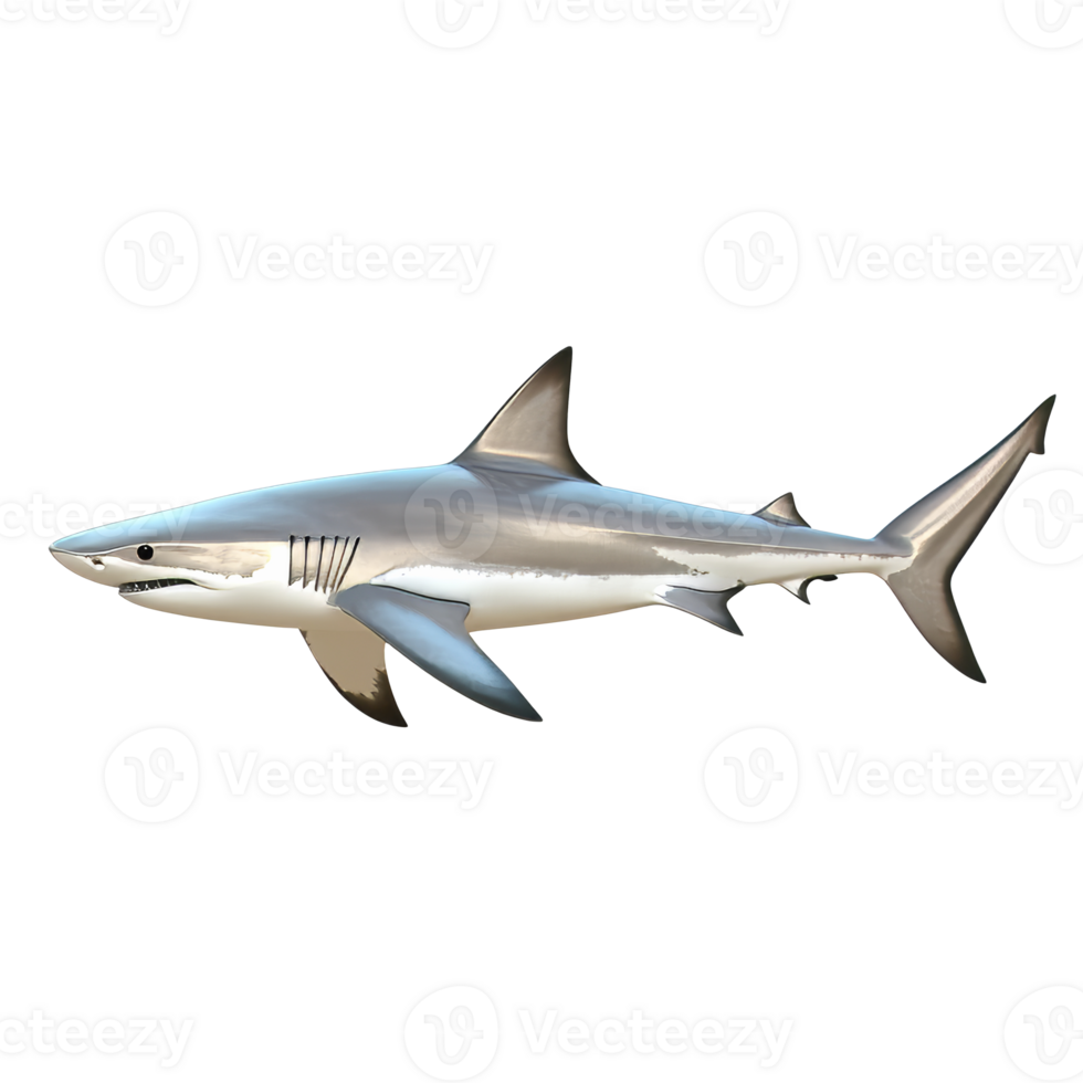 Shark swimming in the ocean illustration, cut out transparent png