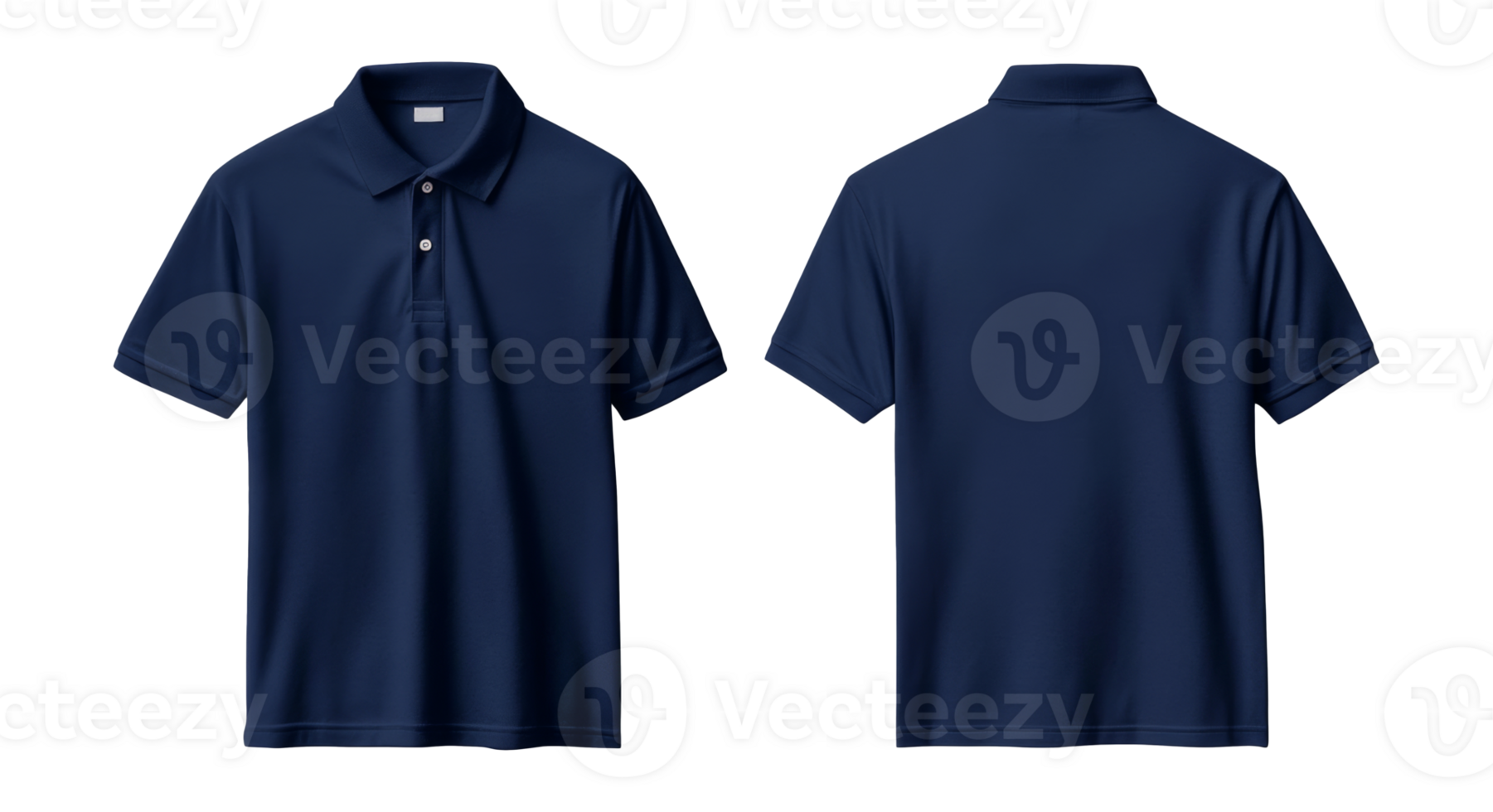 Polo shirts displayed from front and back angles, cut out transparent png