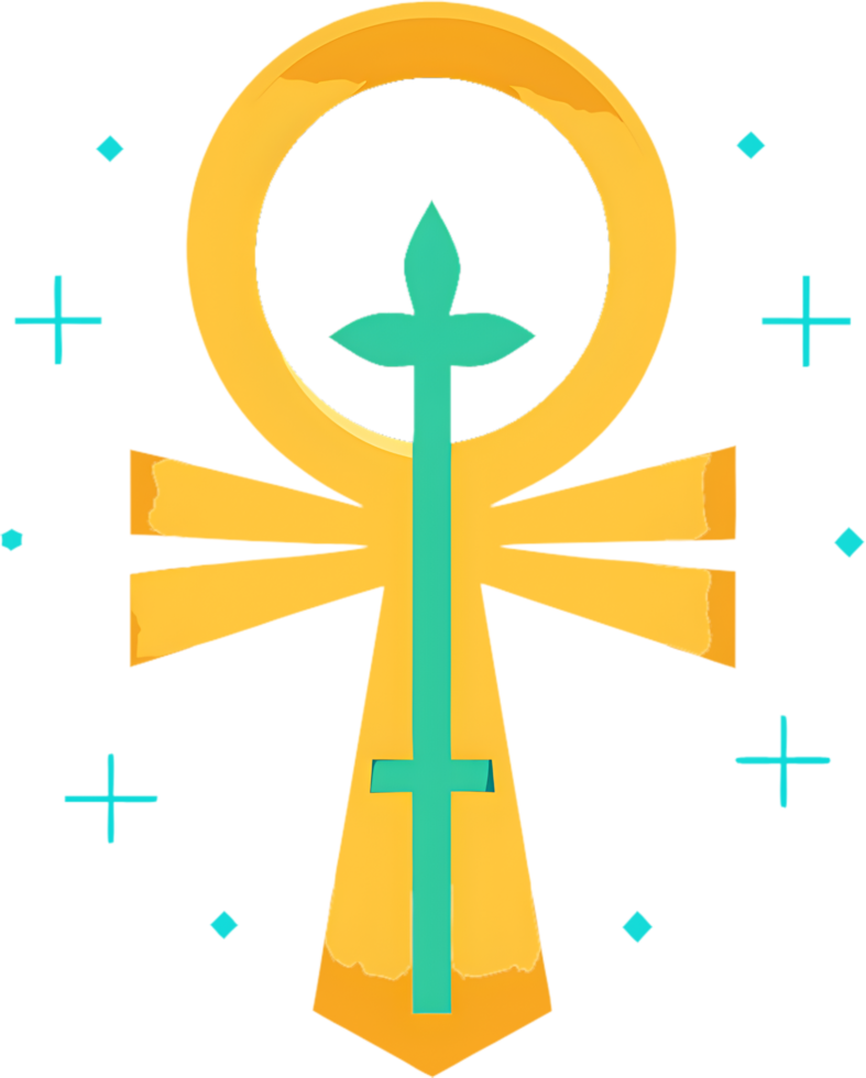 Golden Ankh Clipart, Vibrant Egyptian Art. . png