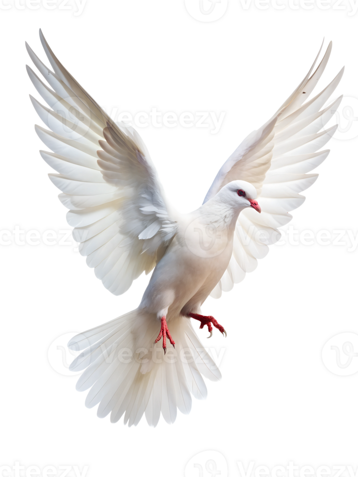 White dove soaring gracefully in bright light, cut out transparent png