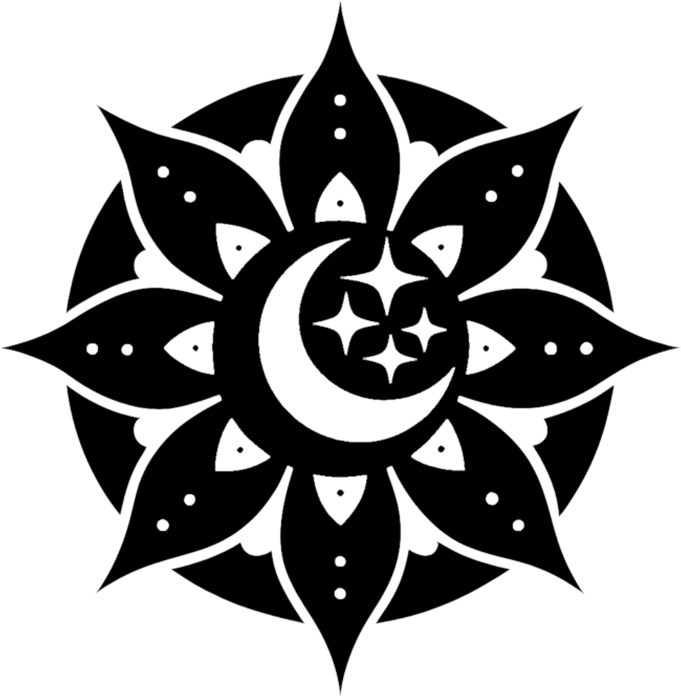 Ethereal Mandala with Stars and Lunar Elements. . png