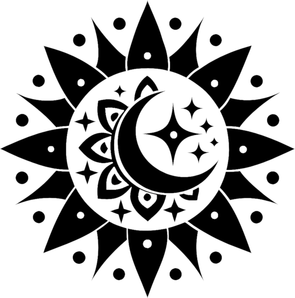 Starry Mandala with Celestial Moons and Stars. . png