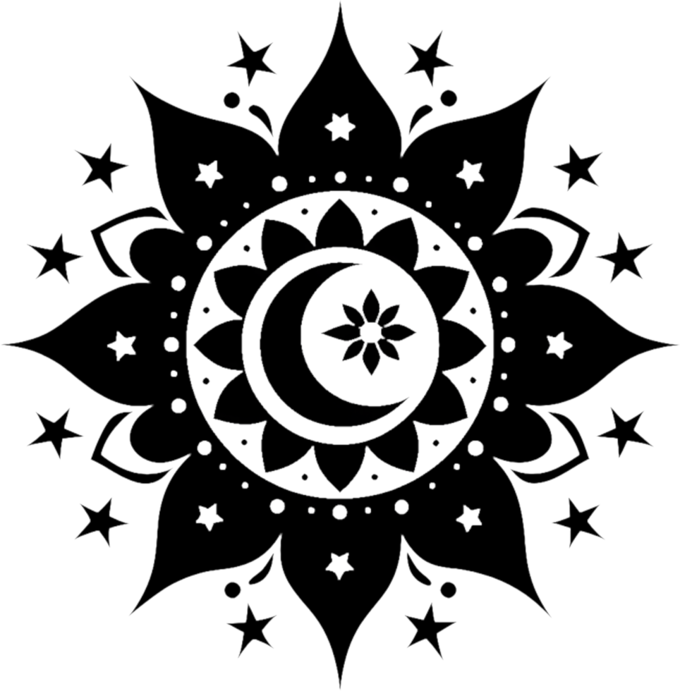 Enchanted Mandala with Stars and Crescent Moons. . png