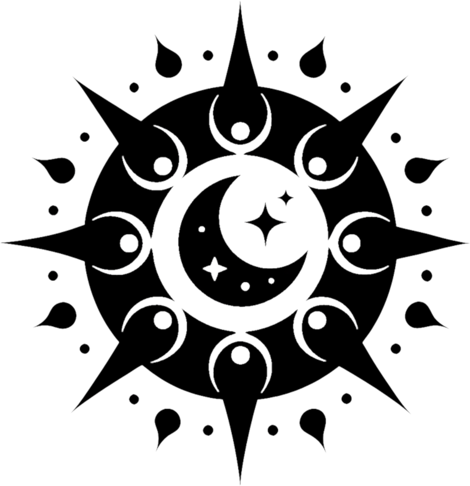 Celestial Art, Mandala with Stars and Moons. . png