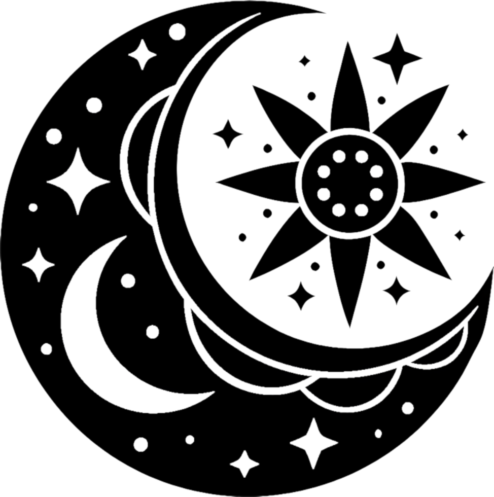 Ethereal Mandala with Starry and Lunar Themes. . png