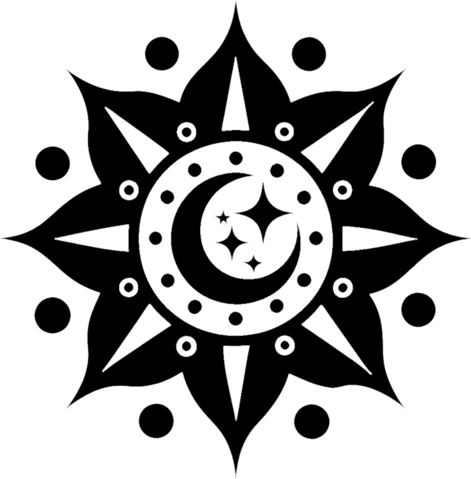 Mystical Starry Mandala with Crescent Moon Art. . png