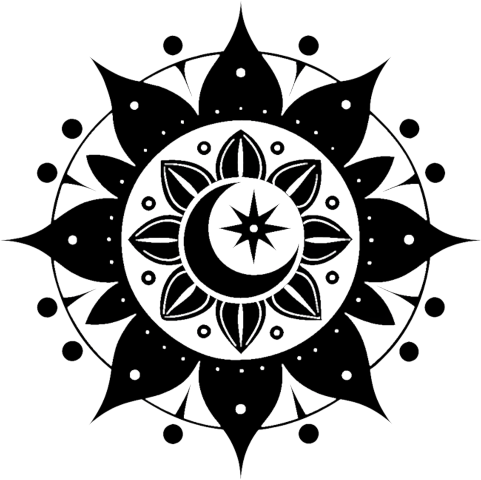 Cosmic Dreamscape, Mandala with Stars and Moons. . png